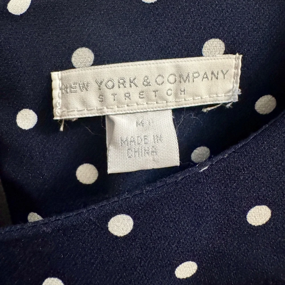 New York & Company Navy and White Polka Dot Jumpsuit - Picture 2 of 2